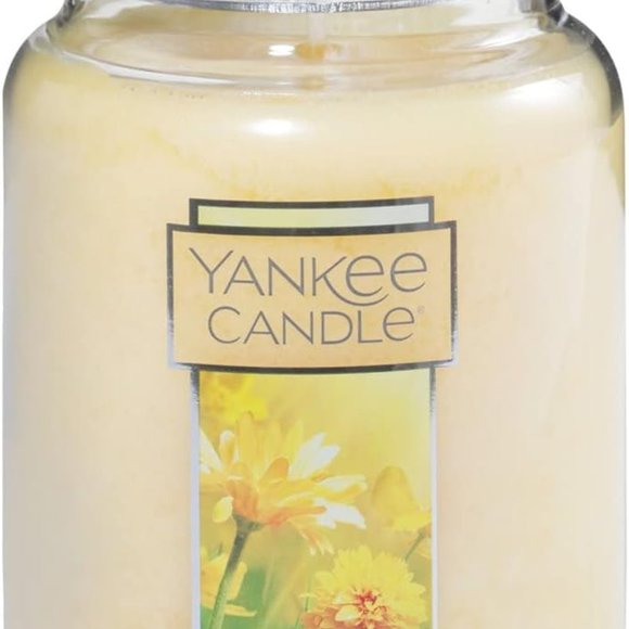 Amazon.com: Yankee Candle Clean Cotton Scented, Classic 22oz Candle Flowers in the Sun Scented, Classic 22oz Large Jar Single‎ Wick Candle